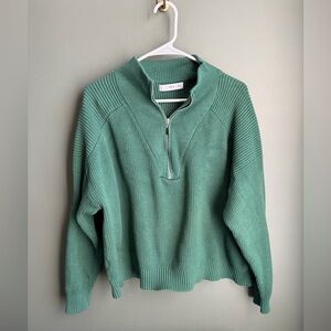 Mango Teal Half-Zip Women's Sweater